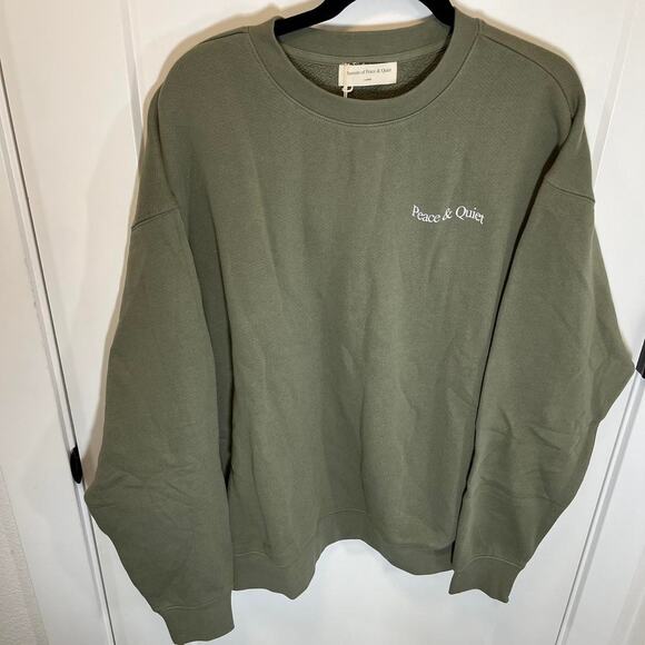 •NWT• MUSEUM OF PEACE & QUIET Large Olive Crewneck Sweater - Picture 8 of 9
